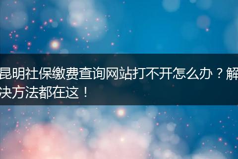昆明社保缴费查询网站打不开怎么办？解决方法都在这！