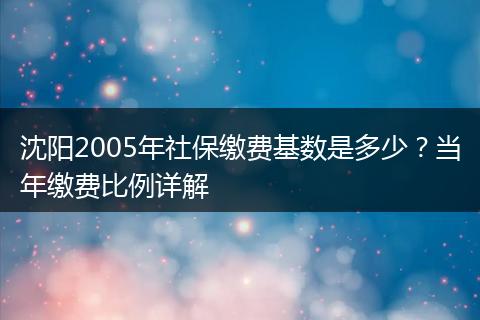 沈阳2005年社保缴费基数是多少？当年缴费比例详解