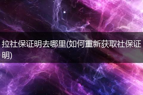 拉社保证明去哪里(如何重新获取社保证明)