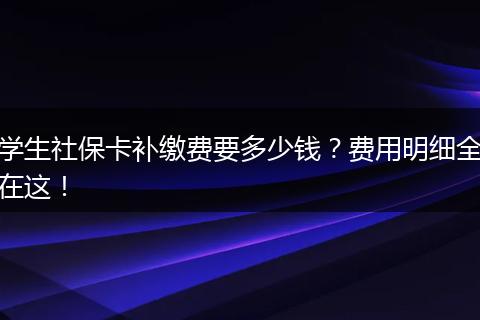 学生社保卡补缴费要多少钱？费用明细全在这！