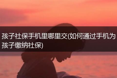 孩子社保手机里哪里交(如何通过手机为孩子缴纳社保)