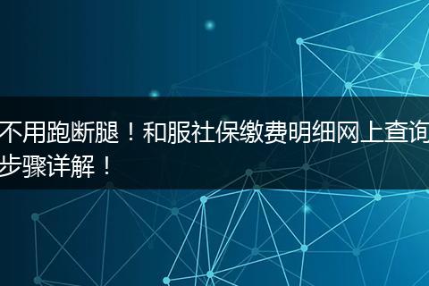 不用跑断腿！和服社保缴费明细网上查询步骤详解！