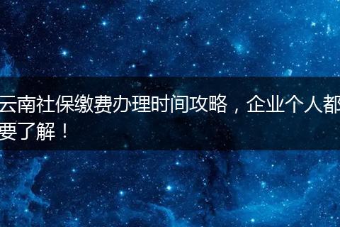 云南社保缴费办理时间攻略，企业个人都要了解！