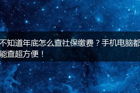 不知道年底怎么查社保缴费？手机电脑都能查超方便！