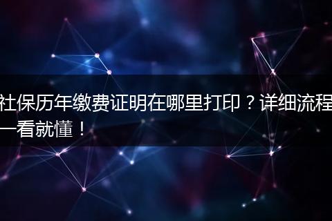 社保历年缴费证明在哪里打印？详细流程一看就懂！