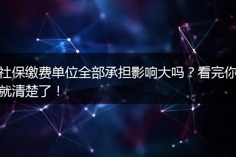 社保缴费单位全部承担影响大吗？看完你就清楚了！
