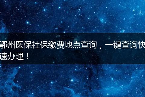 鄂州医保社保缴费地点查询，一键查询快速办理！