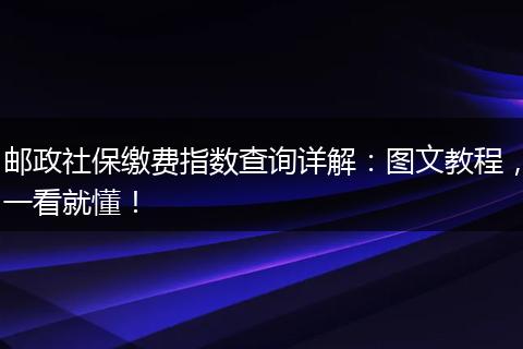 邮政社保缴费指数查询详解:图文教程,一看就懂!