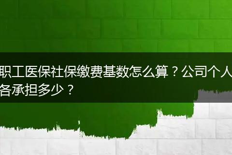 职工医保社保缴费基数怎么算？公司个人各承担多少？