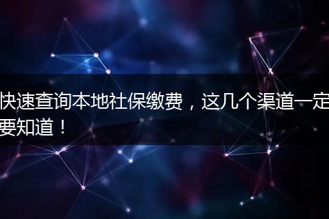 快速查询本地社保缴费，这几个渠道一定要知道！