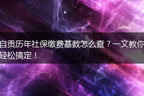 自贡历年社保缴费基数怎么查？一文教你轻松搞定！