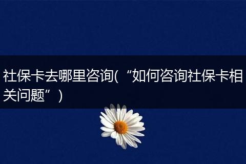 社保卡去哪里咨询(“如何咨询社保卡相关问题”)