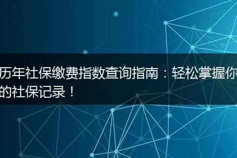 历年社保缴费指数查询指南:轻松掌握你的社保记录!