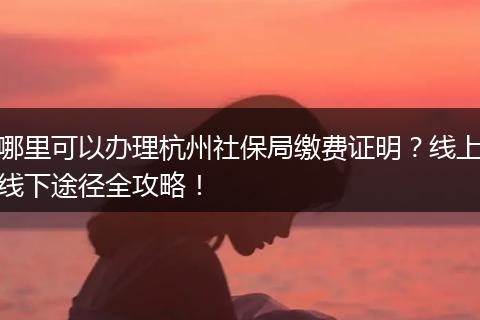 哪里可以办理杭州社保局缴费证明？线上线下途径全攻略！