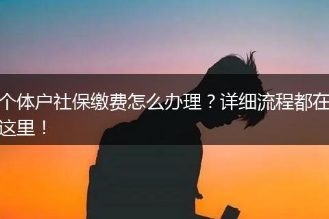 个体户社保缴费怎么办理？详细流程都在这里！