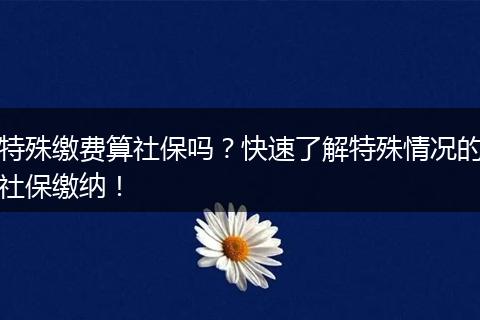 特殊缴费算社保吗？快速了解特殊情况的社保缴纳！