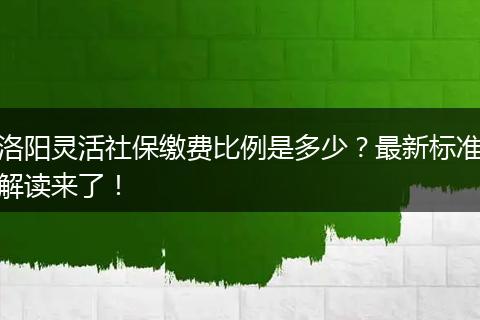 洛阳灵活社保缴费比例是多少？最新标准解读来了！