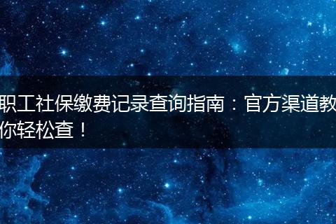 职工社保缴费记录查询指南：官方渠道教你轻松查！