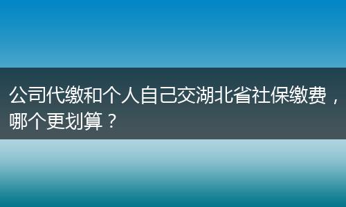 公司代缴和个人自己交湖北省社保缴费，哪个更划算？