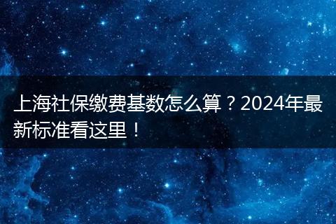 上海社保缴费基数怎么算？2024年最新标准看这里！