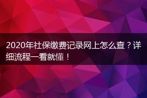 2020年社保缴费记录网上怎么查？详细流程一看就懂！