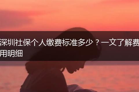 深圳社保个人缴费标准多少？一文了解费用明细