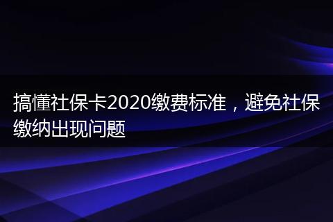 搞懂社保卡2020缴费标准,避免社保缴纳出现问题
