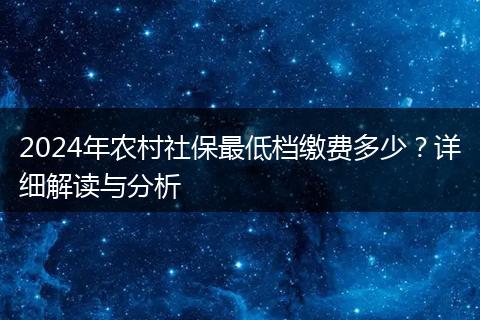 2024年农村社保最低档缴费多少？详细解读与分析