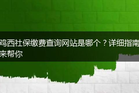鸡西社保缴费查询网站是哪个？详细指南来帮你