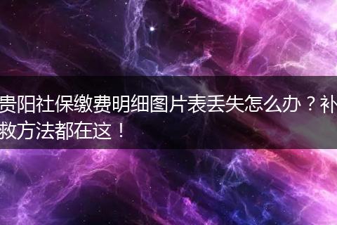 贵阳社保缴费明细图片表丢失怎么办？补救方法都在这！