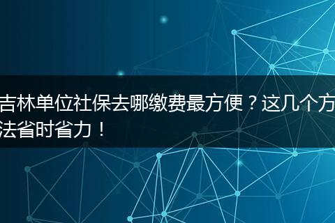 吉林单位社保去哪缴费最方便？这几个方法省时省力！