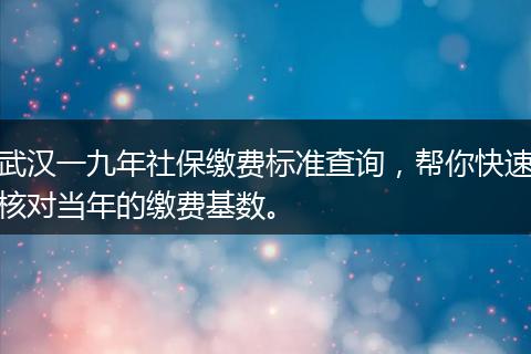 武汉一九年社保缴费标准查询,帮你快速核对当年的缴费基数。