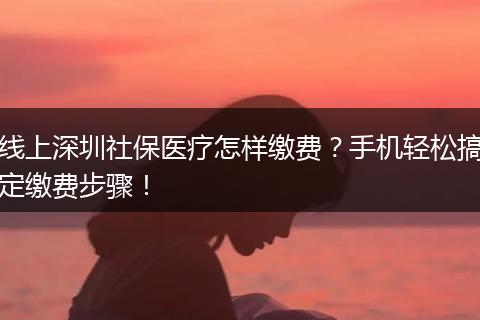 线上深圳社保医疗怎样缴费？手机轻松搞定缴费步骤！