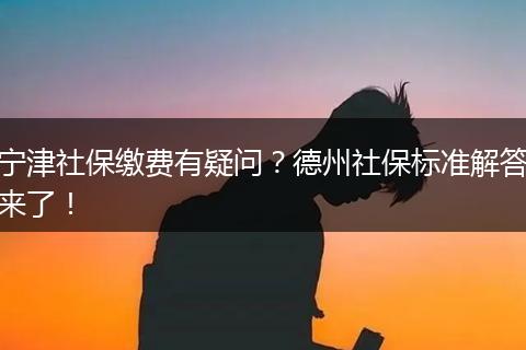 宁津社保缴费有疑问？德州社保标准解答来了！