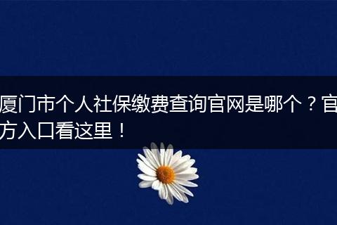 厦门市个人社保缴费查询官网是哪个？官方入口看这里！