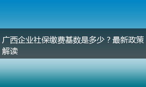 广西企业社保缴费基数是多少？最新政策解读