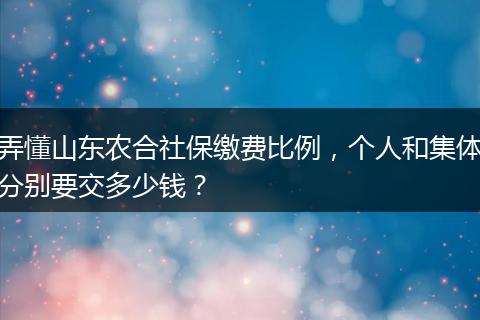 弄懂山东农合社保缴费比例，个人和集体分别要交多少钱？