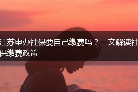 江苏申办社保要自己缴费吗？一文解读社保缴费政策