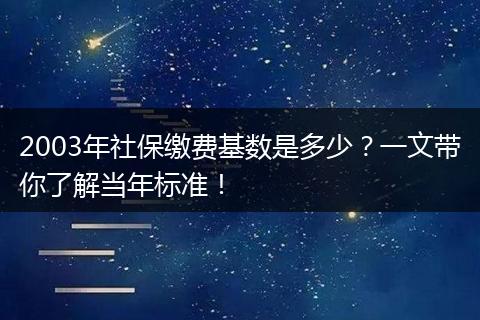 2003年社保缴费基数是多少?一文带你了解当年标准!