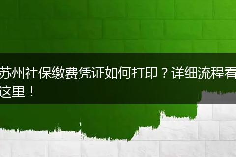 苏州社保缴费凭证如何打印？详细流程看这里！