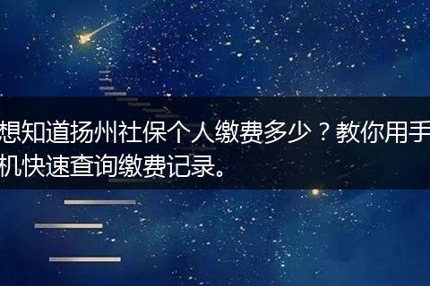 想知道扬州社保个人缴费多少？教你用手机快速查询缴费记录。