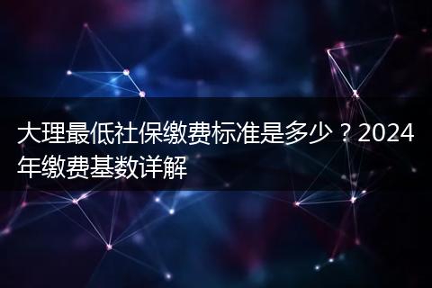 大理最低社保缴费标准是多少？2024年缴费基数详解