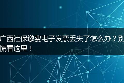 广西社保缴费电子发票丢失了怎么办？别慌看这里！