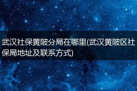武汉社保黄陂分局在哪里(武汉黄陂区社保局地址及联系方式)