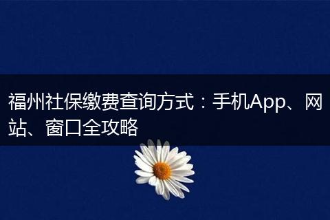 福州社保缴费查询方式：手机App、网站、窗口全攻略