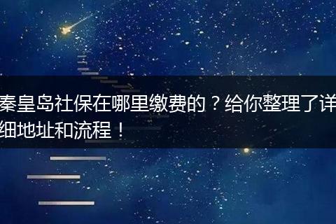 秦皇岛社保在哪里缴费的？给你整理了详细地址和流程！