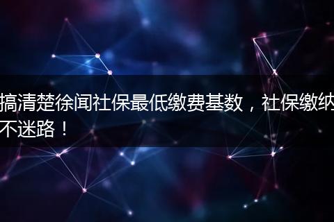 搞清楚徐闻社保最低缴费基数，社保缴纳不迷路！