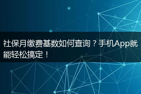 社保月缴费基数如何查询？手机App就能轻松搞定！