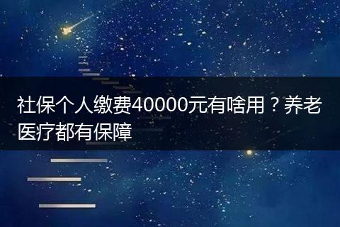 社保个人缴费40000元有啥用？养老医疗都有保障
