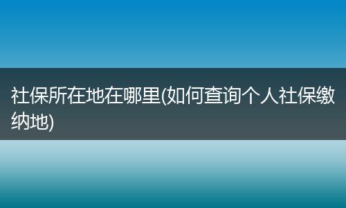 社保所在地在哪里(如何查询个人社保缴纳地)